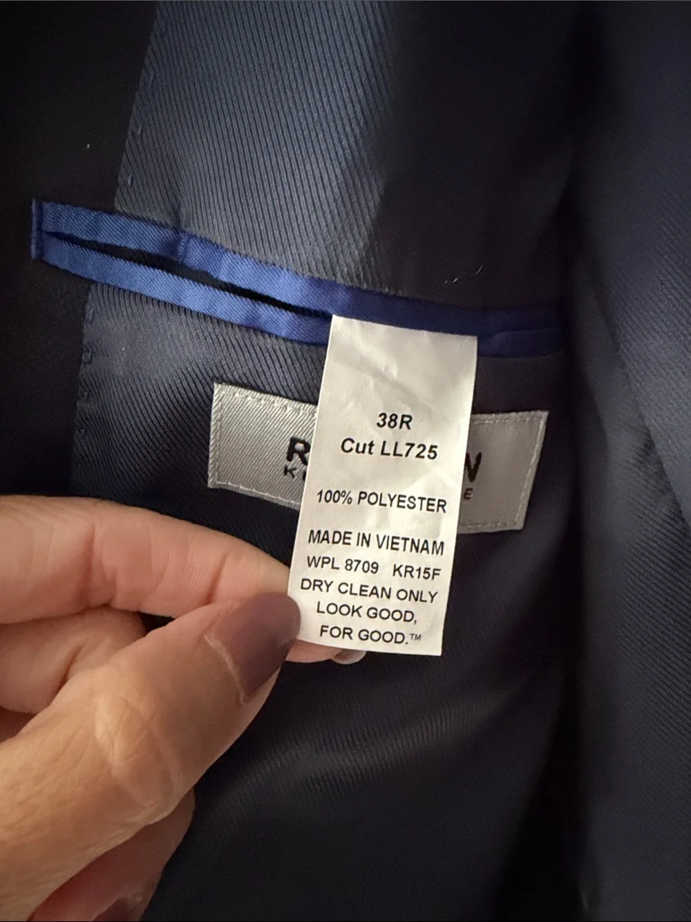 Kenneth Cole Reaction Men's Navy and Black Lined Blazer size 38R